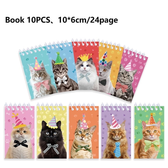 10 Pack Small Cat Pocket Notebook Bulk Mini Notebooks for Party Favors Mini Spiral Notepads Cute Memo Pads for Goodie Bag Stuffers