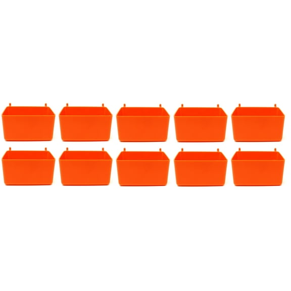 10 Pack Small Plastic Pegboard Storage/Parts Bins - Orange