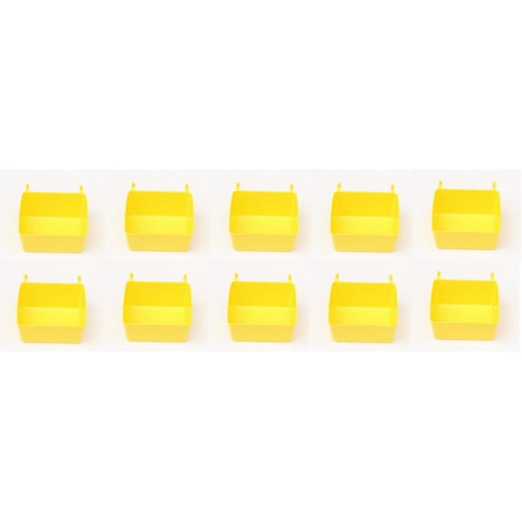 10 Pack Small Plastic Pegboard Storage/Parts Bins - Yellow