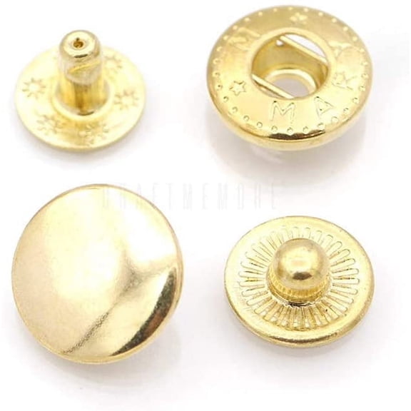 10 Pack Snap Fasteners Color Plated Solid Brass Metal Snaps Heavy Duty Press Stud S-Spring Poppers Button VT1#888 (8 mm, Gold)