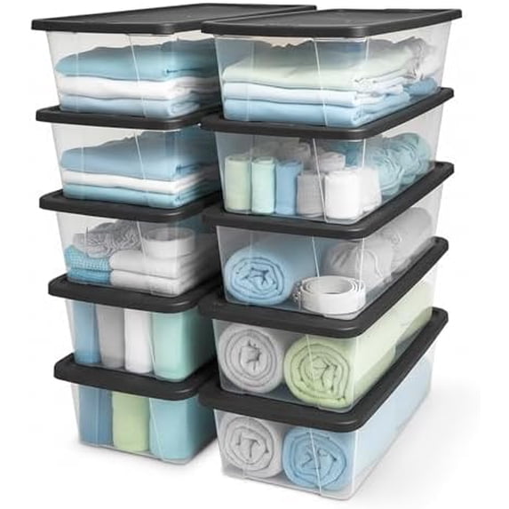 10-Pack Snaplock, Small Clear Plastic Storage Organizer Bins w/Lids, 6 ...