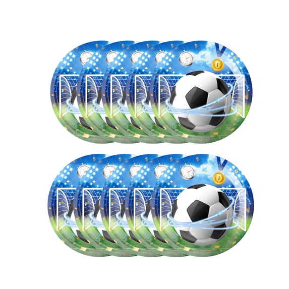 10 Pack Soccer Paper Plates 7 Inch Disposable Party Dinner Plates