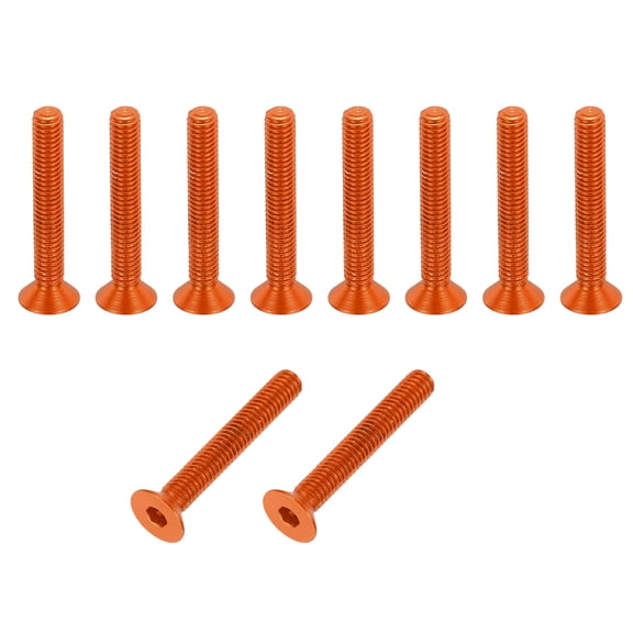 10 Pack Socket Head Screws, M3x20mm Aluminum Alloy Countersunk Head Hex Socket Screws Hardware Hexagon Flat Head Bolts for Model Accessories, Orange