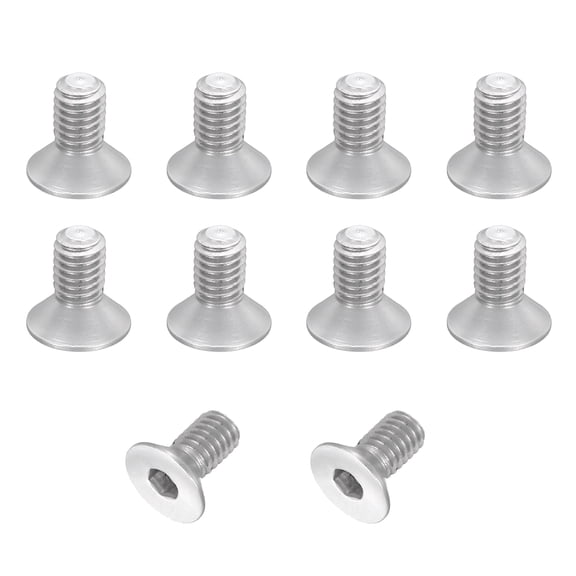 10 Pack Socket Head Screws, M3x6mm Aluminum Alloy Countersunk Head Hex Socket Screws Hardware Hexagon Flat Head Bolts for Model Accessories, Silver Tone