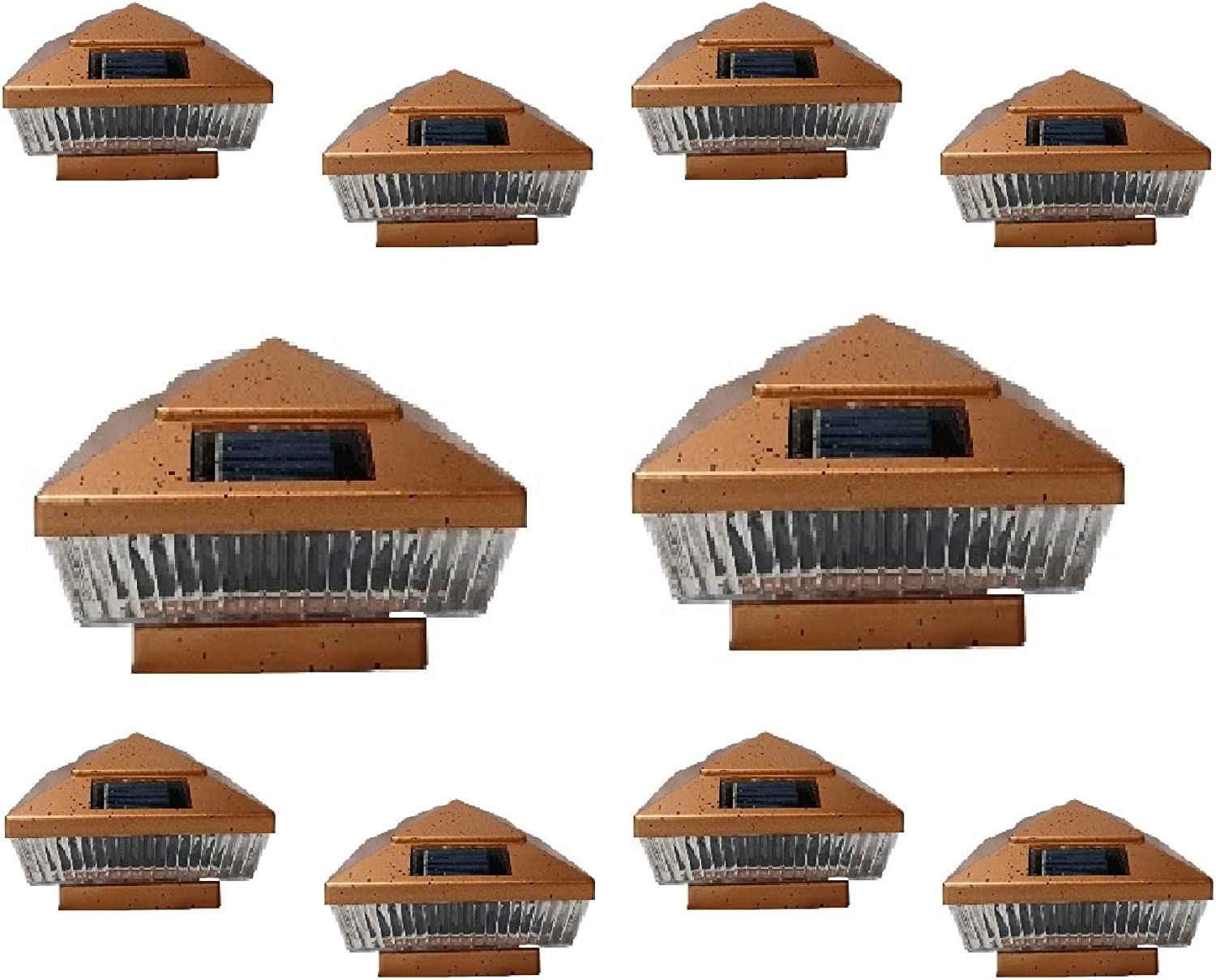 2-Pack Outdoor Garden Solar Copper Fence Post Cap Light With Bright White Led For 4x4 Wood Post Tools Hardware Other