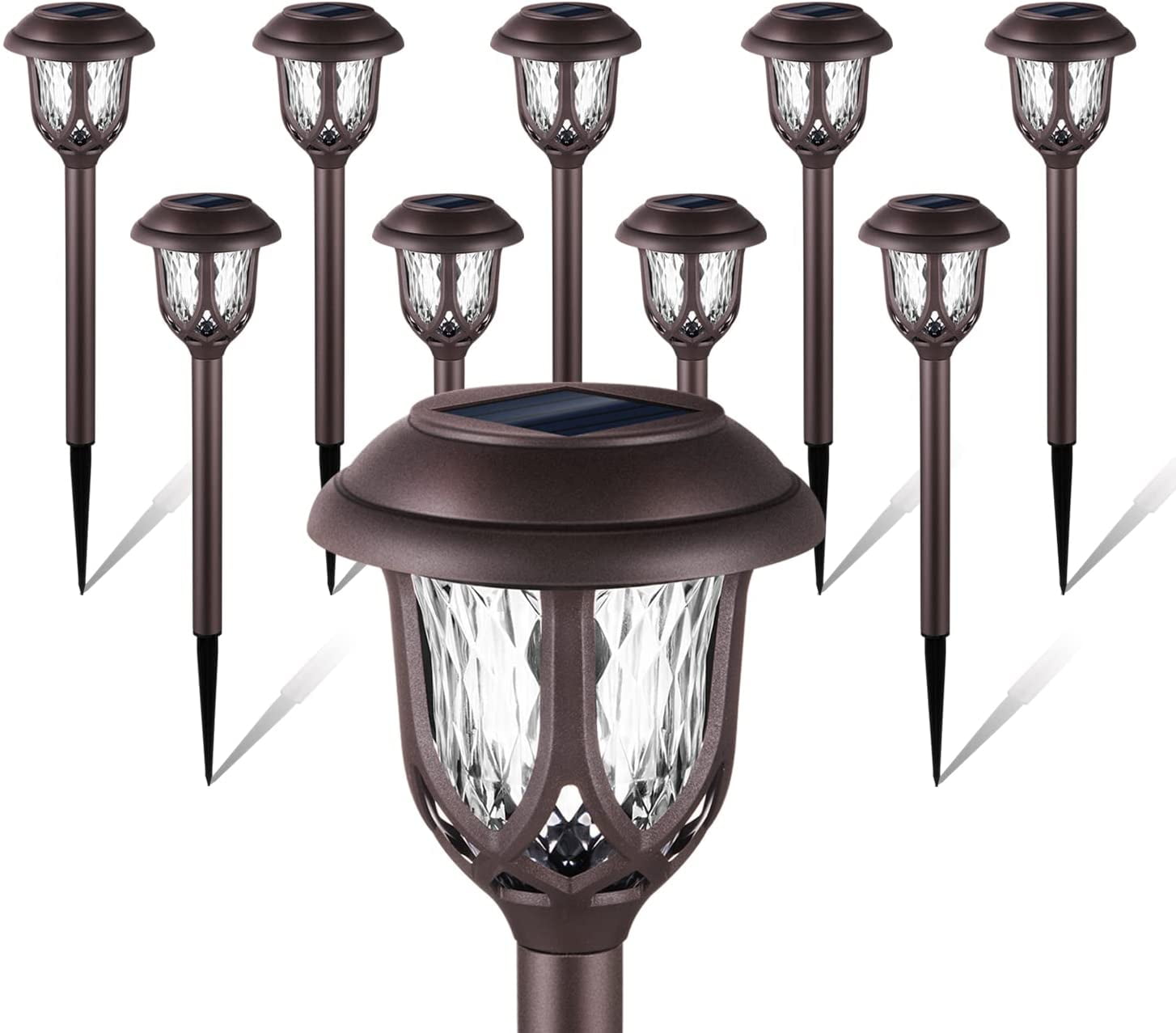 10 Pack Solar Lights Outdoor Decorative, Solar Pathway Lights Outdoor, Solar Powered Garden Yard Lights for Walkway Sidewalk Driveway. (Brown, Warm White) - Walmart.com