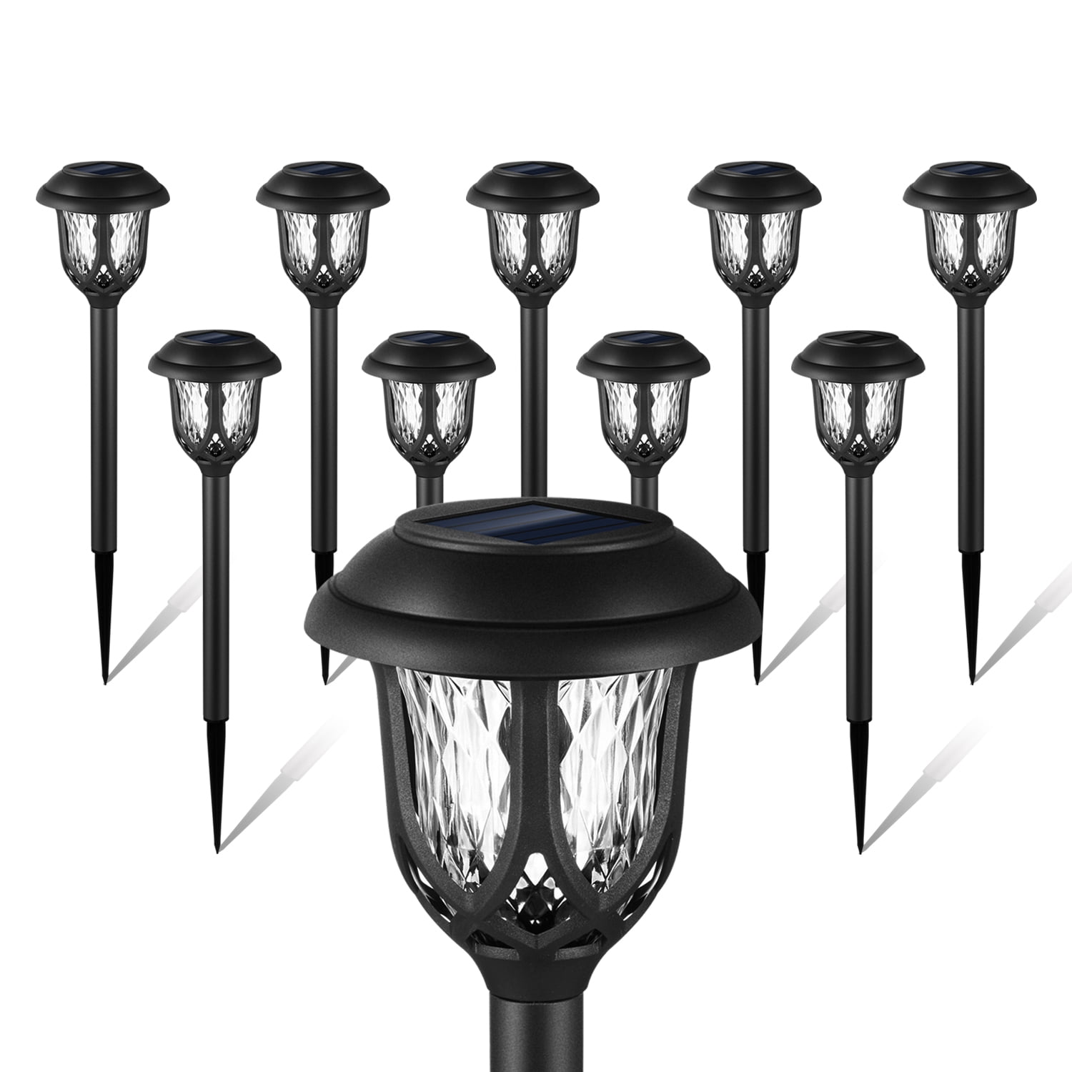 10 Pack Solar Lights Outdoor Decorative, Solar Pathway Lights Outdoor, Solar Powered Garden Yard Lights for Walkway Sidewalk Driveway. (Matte Black, Cool White) - Walmart.com