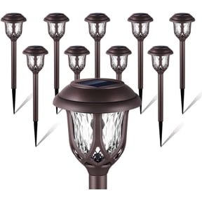 10 Pack Solar Lights Outdoor Decorative, Solar Pathway Lights Outdoor Garden Yard Lights for Walkway Sidewalk Driveway. (Brown, Cool White)