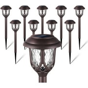10 Pack Solar Lights Outdoor Decorative, Solar Pathway Lights Outdoor, Solar Powered Garden Yard Lights for Walkway Sidewalk Driveway. (Brown, Cool White)