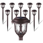 10 Pack Solar Lights Outdoor Decorative, Solar Pathway Lights Outdoor Garden Yard Lights for Walkway Sidewalk Driveway. Brown, Cool White