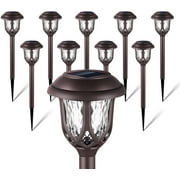 10 Pack Solar Lights Outdoor Decorative, Solar Pathway Lights Outdoor, Solar Powered Garden Yard Lights for Walkway Sidewalk Driveway. (Brown, Cool White)