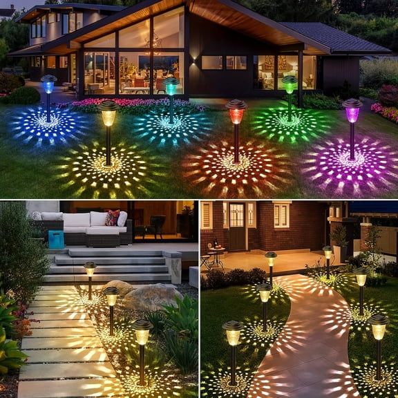 MIMQO Solar Pathway Lights Decorative Color Changing LED Warm White 10 Pack