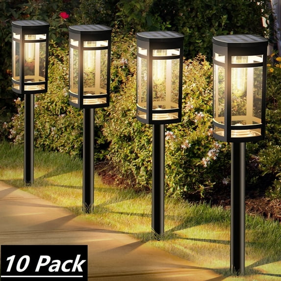 10 Pack Solar Lights Outdoor Waterproof for Garden Pathway Walkway Yard Lawn Decorative Landscape Lighting.(Warm White)
