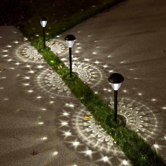 10 Pack Solar Lights for Outside Pathway Walkway Driveway Garden Yard Solar Powered Lights Outdoor Waterproof. (Black, Warm White)