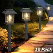 10 Pack Solar Lights for Outside Walkway Pathway Driveway Outdoor Waterproof Led Landscape Lighting For Garden Yard Decor.(Warm white, 10)