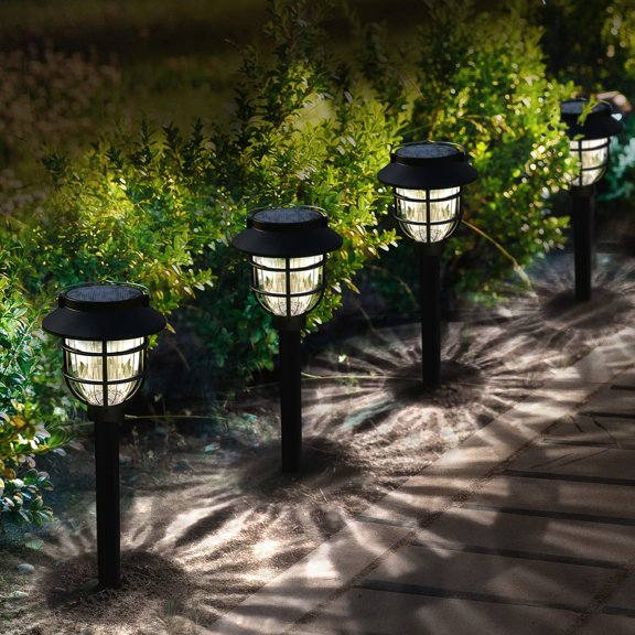10 Pack Solar Pathway Lights Outdoor - Bright Solar Powered Garden Light with Warm White LED, Auto On/Off Waterproof Path Lights Decorative, Landscape Lighting for Yard Patio Walkway Driveway