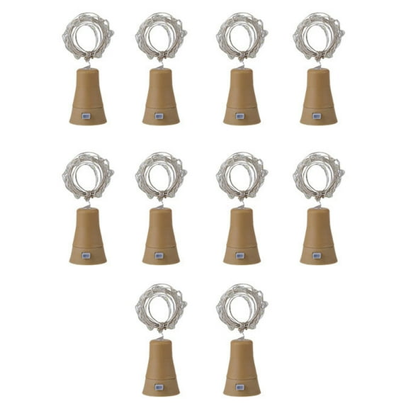 10 Pack Solar Wine Bottle Lights 20 LED Cork Lights for Party, Wedding, Christmas, Holiday, Garden - Warm White