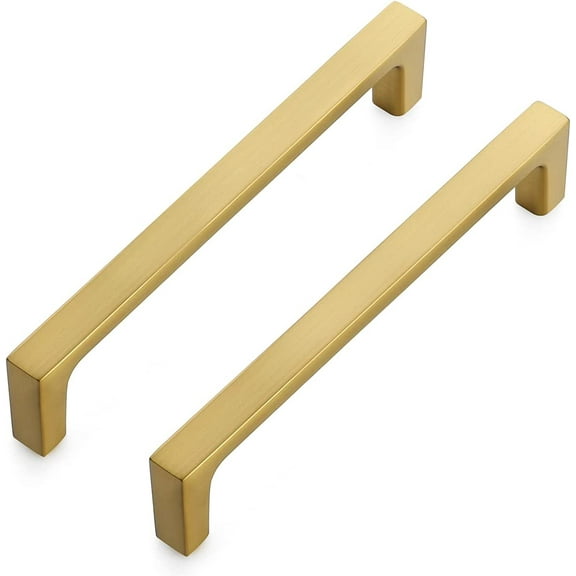 10 Pack Solid 5 Inch Kitchen Square Cabinet Handles Brushed Brass Drawer Pulls Kitchen Cabinet Hardware Handles