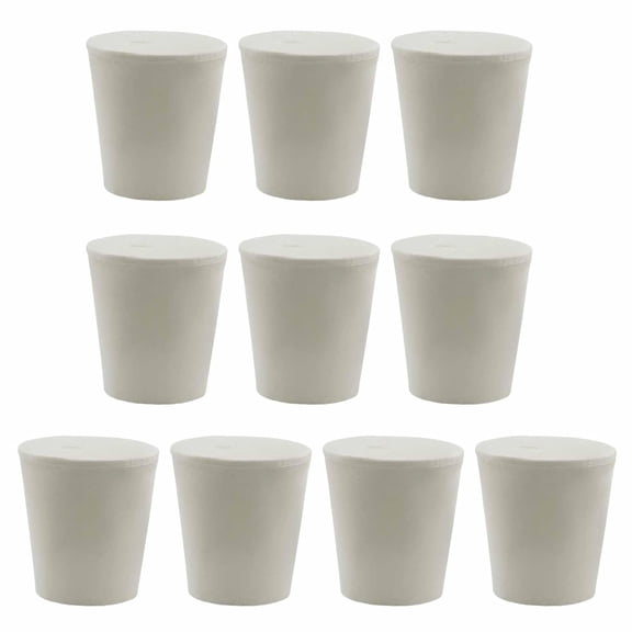 10 Pack Solid Rubber Stoppers - 3# Tapered Shaped Lab Bungs Plug - White Lab Plug for Flask, Plug Holes, Test Tube