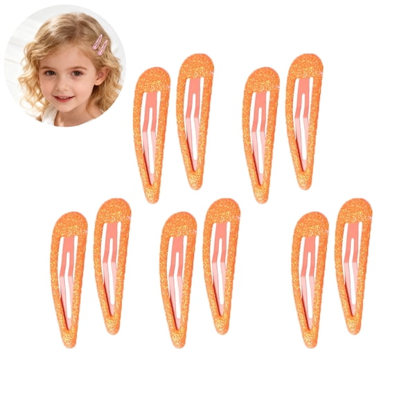 10 Pack Sparkling Hair Clips, Colorful Hair Barrettes Bling Metal Snap Duckbill Hairpins Hair Pin Headpiece for Women Bridal, Wedding, Party, Orange