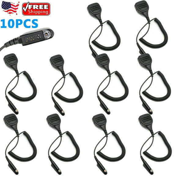 10-Pack Speaker Microphone PMMN4021A For Motorola HT750 HT1250 HT1250LS PR860 2 Way Radio Walkie Talkie