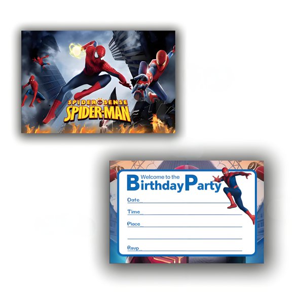 10 Pack Spider Themed Birthday Invitations, Happy Birthday Party Invitation Cards, Postcard Style Invites for Birthday Celebrations