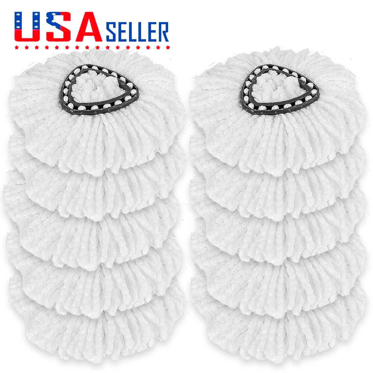 10 Pack Spin Mop Replacement Heads, 100 Microfiber Easywring Spin Mop