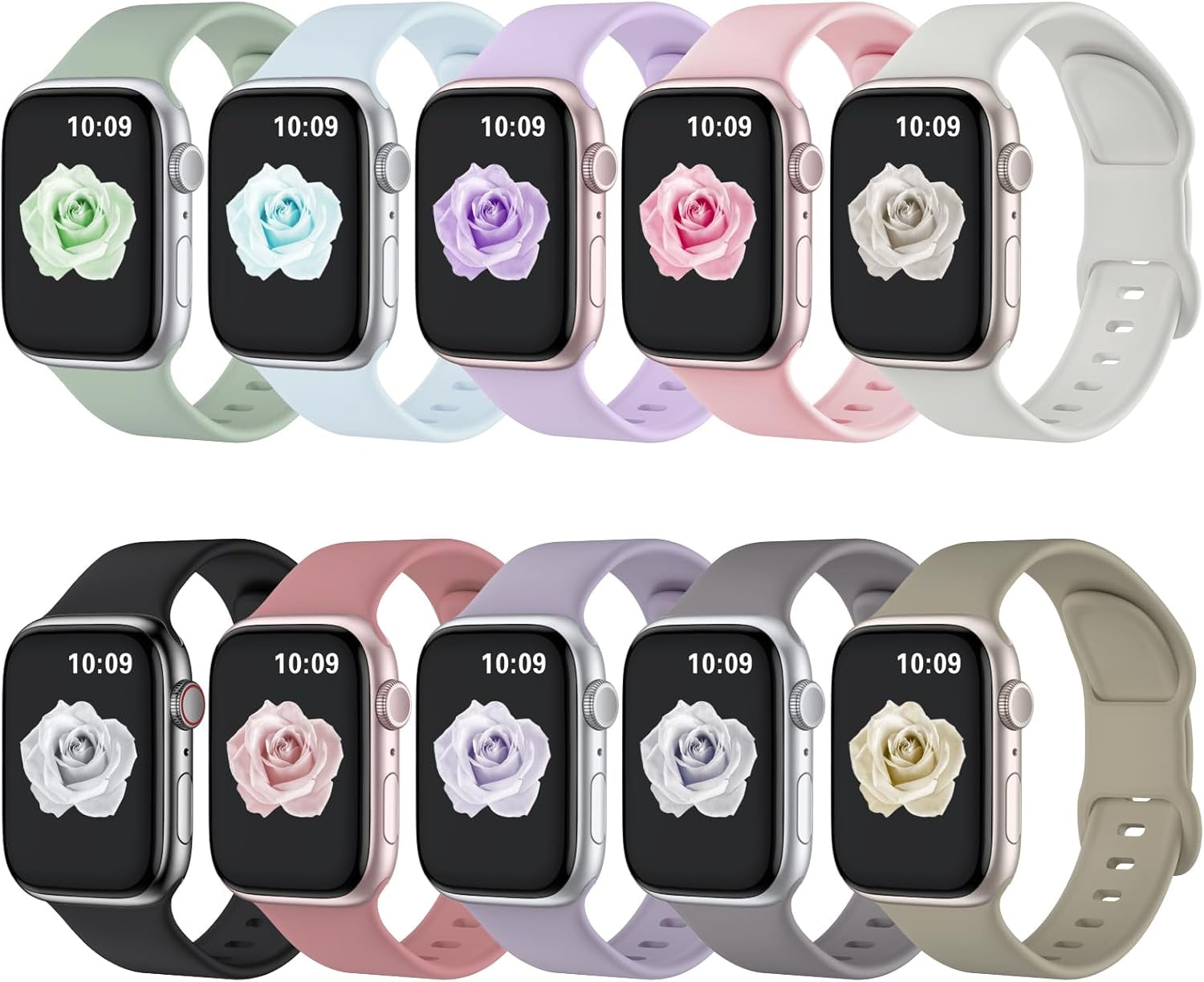 10 Pack Sport Bands Compatible with Apple Watch Band 40mm 41mm 44mm