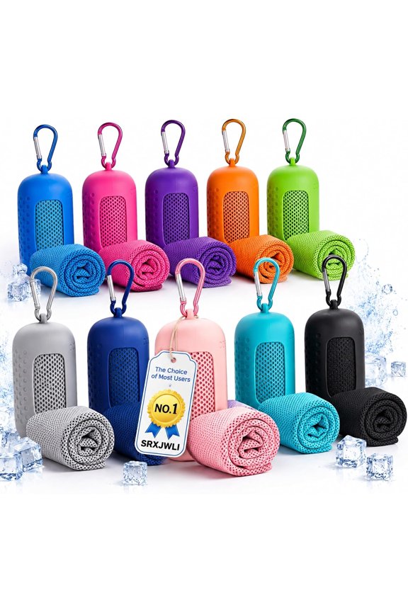 10-Pack Sports Breathable Cooling Towel Towels for Neck and Face Rags Cool Cold Hot Weather Summer Must Haves Fabric Down Running Off Cloth Wet Wipes Sweat Essentials Rag Extreme Heat
