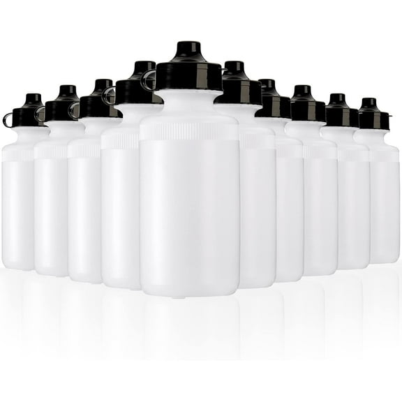 10 Pack Sports Water Bottle, 21oz Plastic Squeeze Bottle with Easy Open Push/Pull Cap, BPA Free Reusable Team Water Bottle for Fitness, Gifts$$Sport & Recreation Other