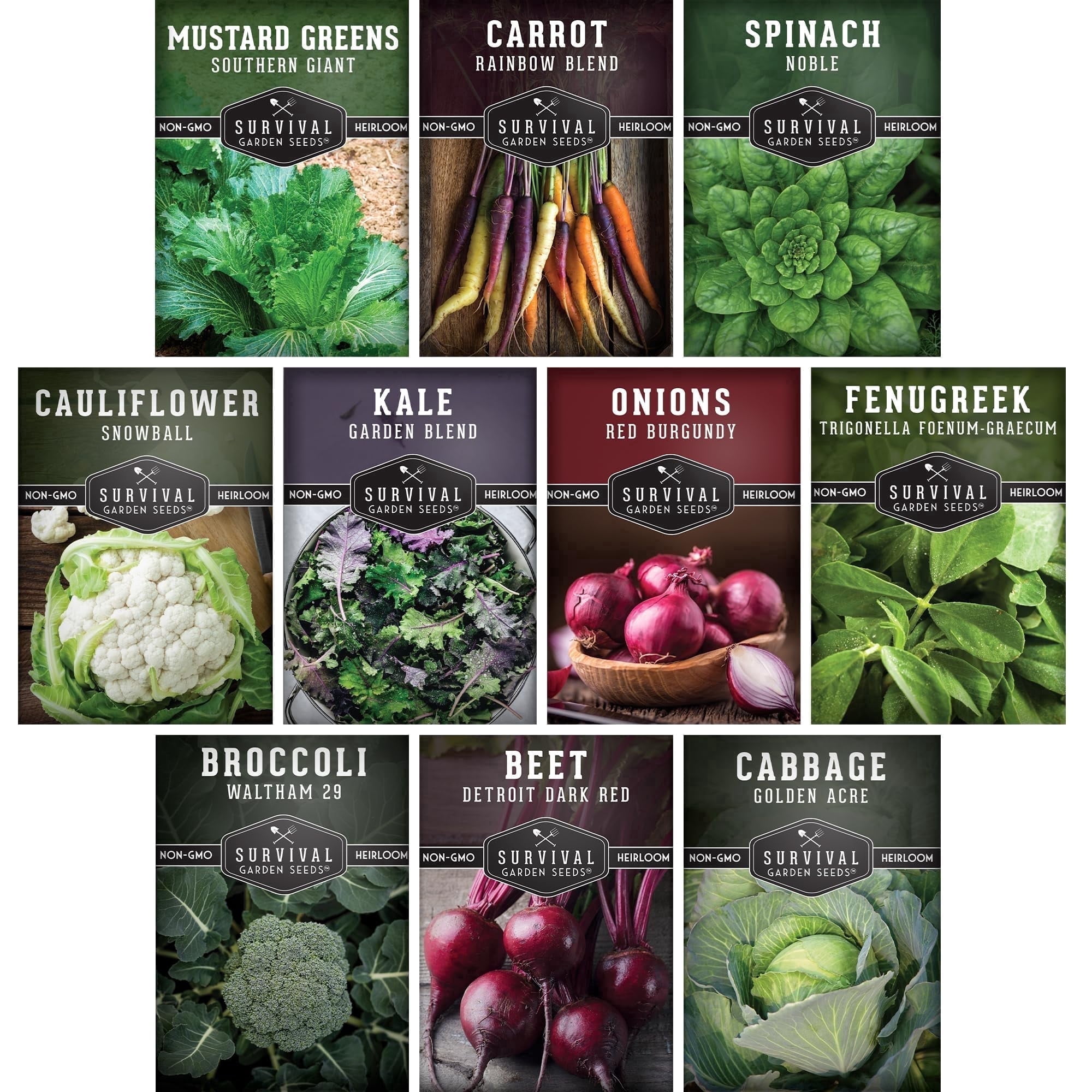 Spring Begetables 10 Pack Spring Vegetable SeedsCollection – Full Sun, Annual Varieties ...