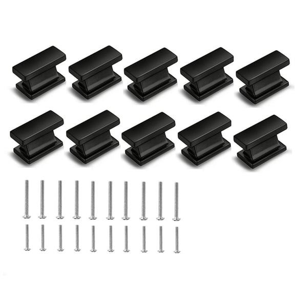 10 Pack Square Black Cabinet Knobs Drawer Dresser Handles for Cupboard Bathroom Kitchen Hardware