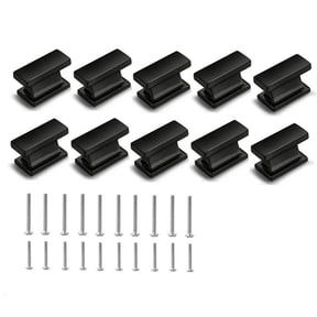 10 Pack Square Black Cabinet Knobs Drawer Dresser Handles for Cupboard Bathroom Kitchen Hardware