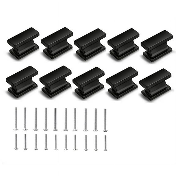 10 Pack Square Black Cabinet Knobs Drawer Dresser Knobs Cabinet Handles for Cupboard Bathroom Kitchen Cabinet Hardware