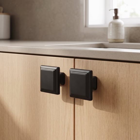 10 Pack Square Cabinet Knobs, Matte Black Drawer Pulls, Easy Install Hardware for Cupboard