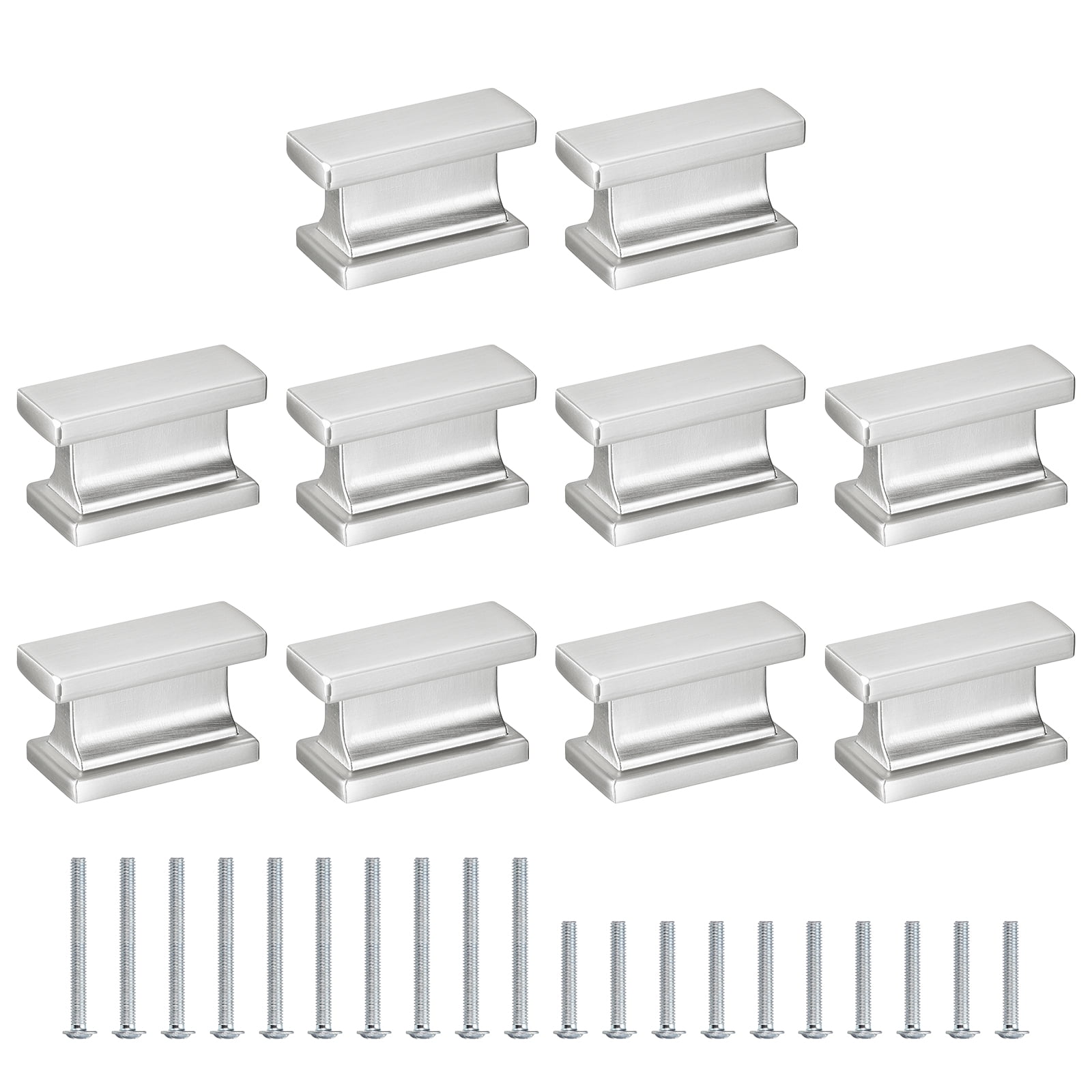 10 Pack Square Cabinet Knobs, Silver Dresser Knobs Kitchen Cabinet Hardware for Dresser Drawer Knobs