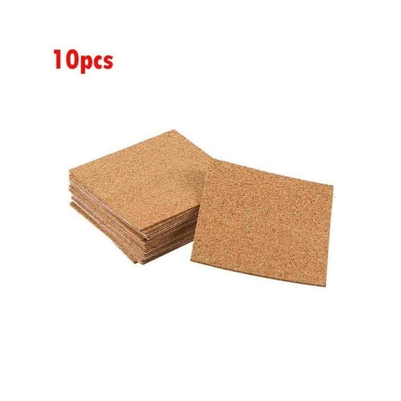 10 Pack Square Cork Coasters 3.94x3.94 Inch Heat Resistant Drink Mats Natural Soft Wood Table Protection Pads Non Slip Backing Sheets for Hot Coffee Tea Cups Bar Kitchen Home Decor