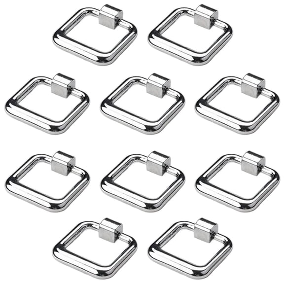 10-Pack Square Drop Ring Pull Handles Zinc Alloy Drawer Handle Knob, Kitchen Cabinet Pulls