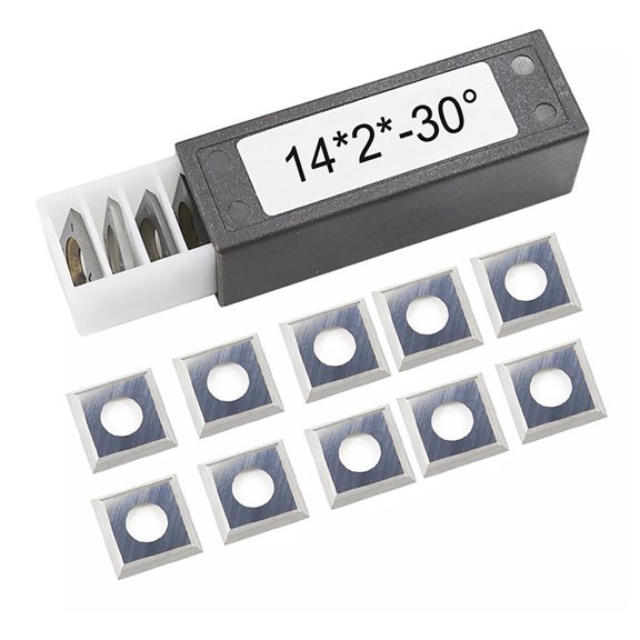 10 Pack Square Indexable Carbide Inserts 14X14x2mm For Woodworking Lathe, 30 Degree Cutting Angle Tool Tips For Hardwood, MDF, Plywood & Particle Board, M6 Screw Compatible