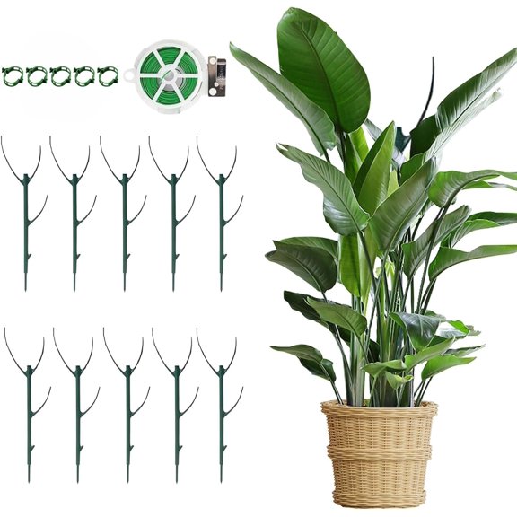 10 Pack Stackable Monstera Support with Clamps, 2025 New Stakes for Indoor and Outdoor Use, Garden Stakes for Climbing and Potted , Pothos, Philodendron (10 Pack)