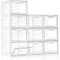 thumbnail image 1 of 10 Pack Closet Organizers and Storage,Clear Stackable Plastic Storage Bins with Lids Magnetic Doors,Clothes Organizers and Storage,Plastic Craft Containers for Wardrobe Kitchen Bathroom Office, 1 of 13