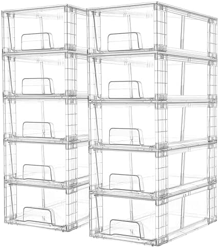 10 Pack Stackable Storage Drawers,Clear Acrylic Drawer Organizers with ...