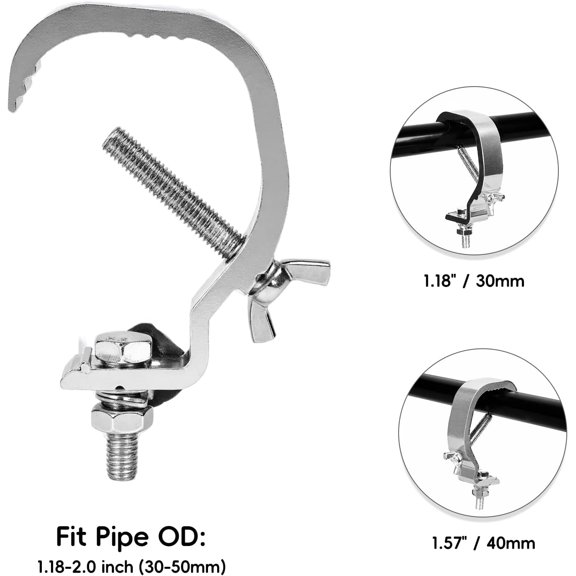 10 Pack Stage Light Clamp Hook,Aluminum Alloy Truss C-Clamp,Load Capacity 55LB Truss Clamp for DJ Lighting Par lights Sport Lights,Fit for 30-50mm OD tube/Pipe