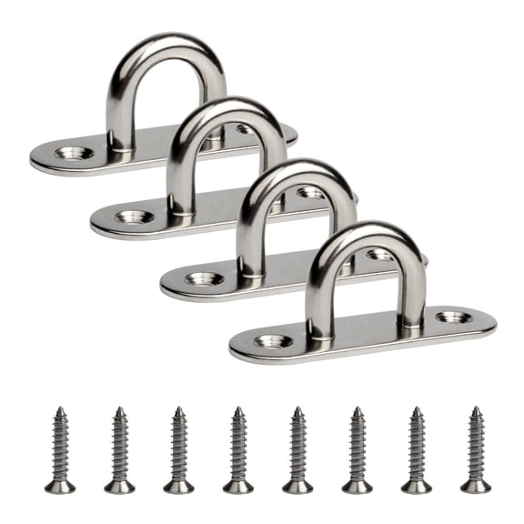 10-Pack Stainless Steel 1.8 Inch M5 Strip Eye Plate Hooks, Enclosed Ring Hook for Ceiling Wall Mount & Boat Rigging Hanging Hardware