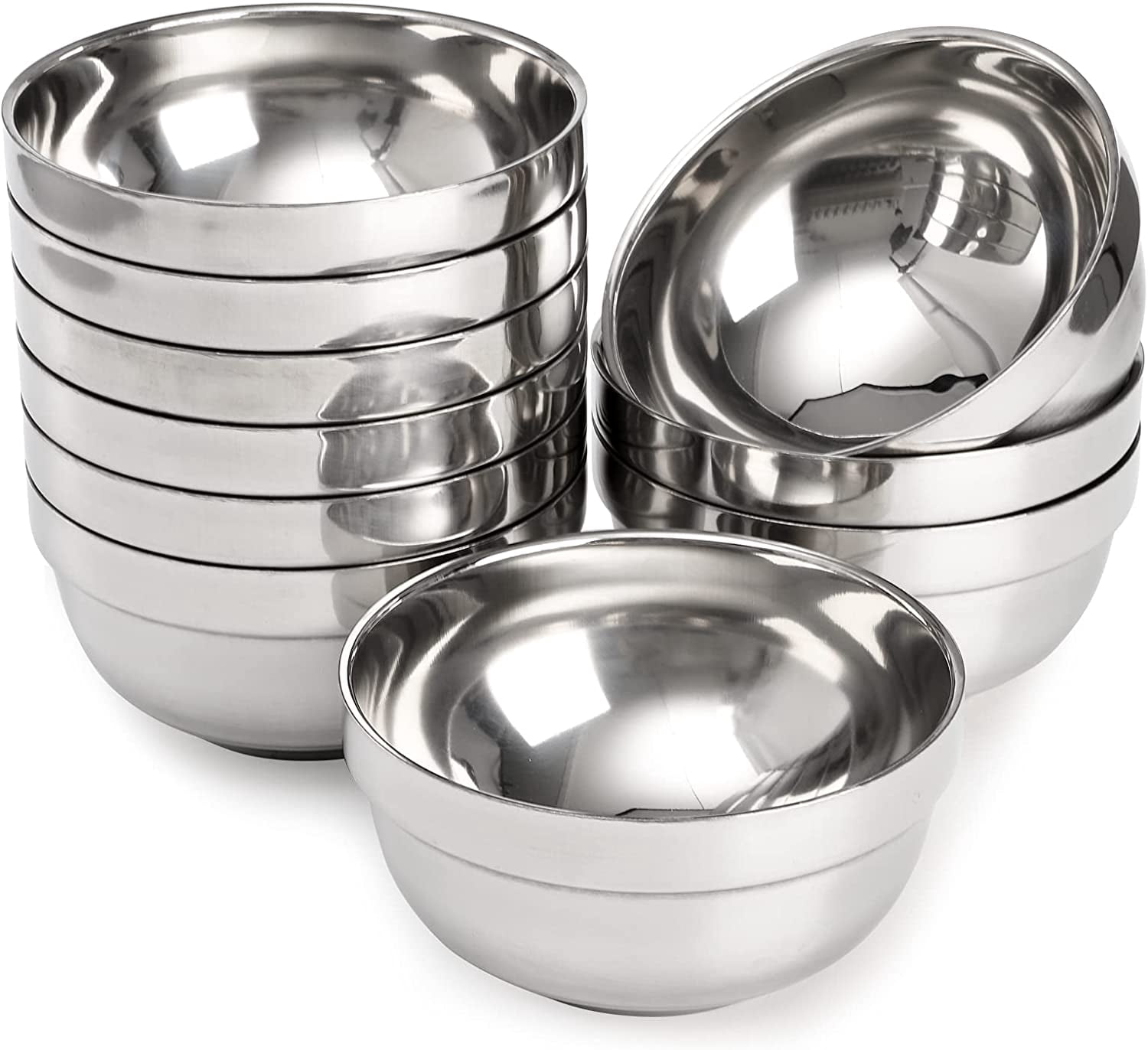 10 Pack Stainless Steel Bowls 5 Inch Snacks Bowl, 15 Oz Soup Bowl ...