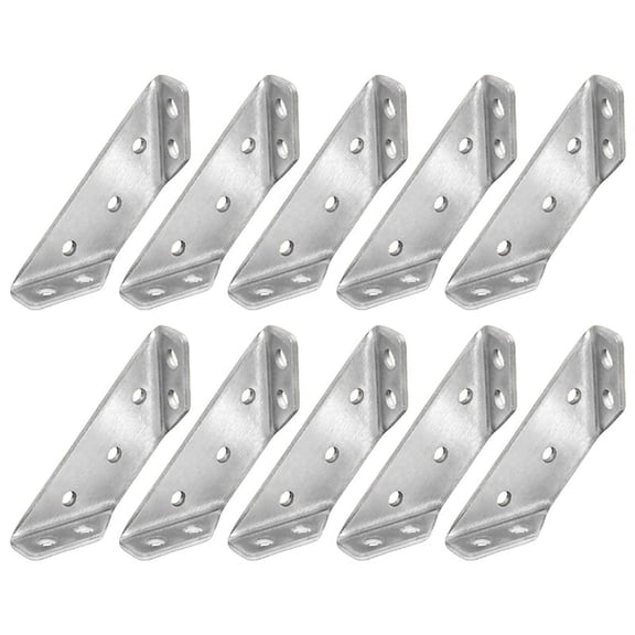 10 Pack Stainless Steel Corner Brackets Heavy Duty 90 Degree L Shape Support Braces for Furniture, Cabinets and Wood Frame Reinforcement