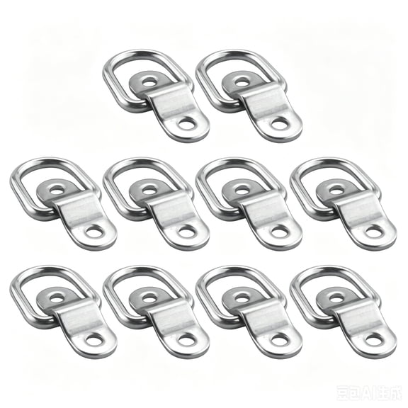 10-Pack Stainless Steel D-Ring Tie Down Anchors, Heavy Duty 2400lb Semi-Circular Lashing Rings, Surface Mount Cargo Hooks for Trailer, Truck, RV and Boat, 1 Set
