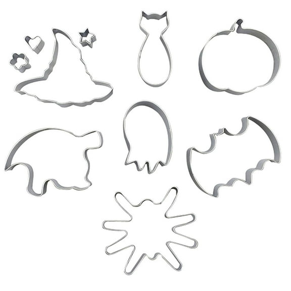 10 Pack Stainless Steel Halloween Cookie Cutters Set, Multi-Shape Reusable Baking Molds Easy Clean Tool for Cookie Cake Pancake Sandwich Making