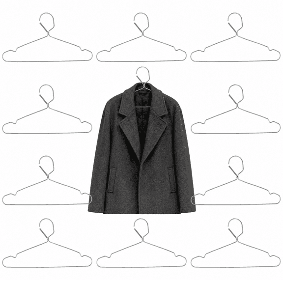 10 Pack Stainless Steel Hangers with Windproof Spring Hook, 16.5 x 19.5 in Heavy Duty Silver metal Hangers with Anti-Slip Shoulder Grooves for Clothes, Pants, Coats, Laundry Closet Organization