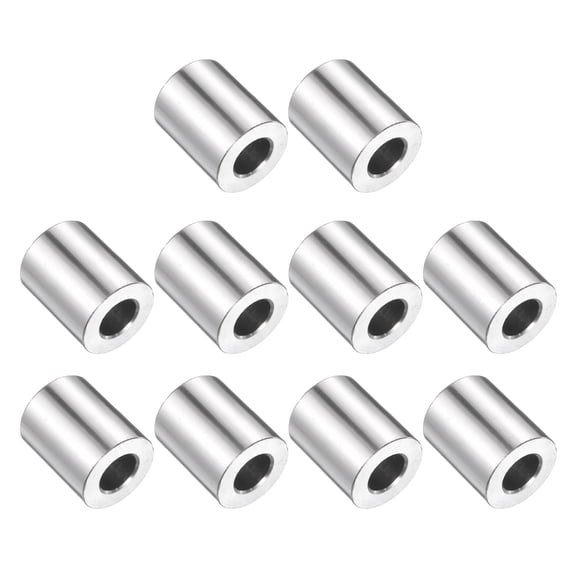 10 Pack Stainless Steel Spacer 3/8" Bore x 3/4" OD x 15/16" Length Screw Bushing Plain Finish Round Metal Spacer for M10 Screws Bolts and Rods